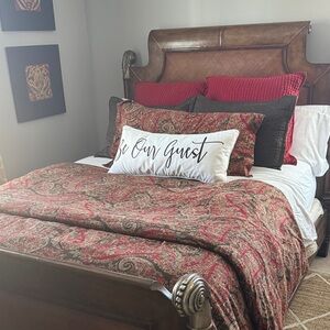 Pottery Barn Red Paisley Queen Comforter Set with Accent Pillows